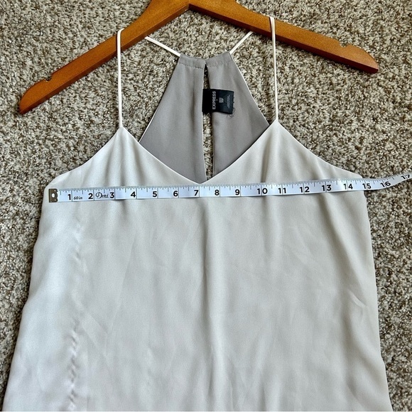 🦋 Express Grey White Reversible Tank Top Blouse XXS Neutral Summer Lightweight - Picture 7 of 10